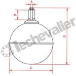 FLOTTEURCU.120 FLOTTEUR CUIVRE D120 RECOMMANDE POUR 297-20 - Tmax: 90°C