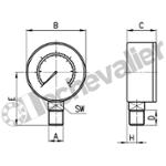 M063-R12 MANO. D63 0-12B RV.1/4 SEC - BOITIER ABS - CAMOZZI